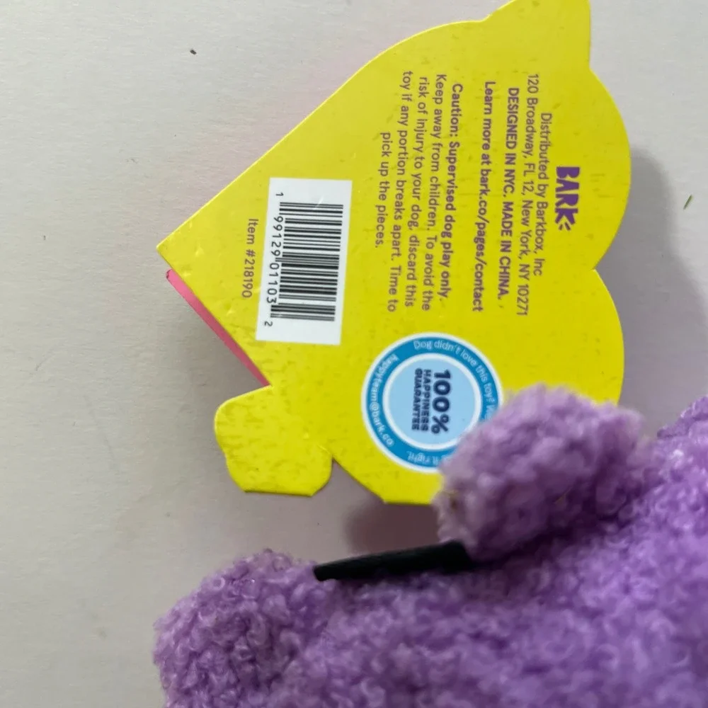 BARK Ready Teddy Rip & Reveal Dog Toy Purple Large 50+ lbs Spiky Squeaker 218190